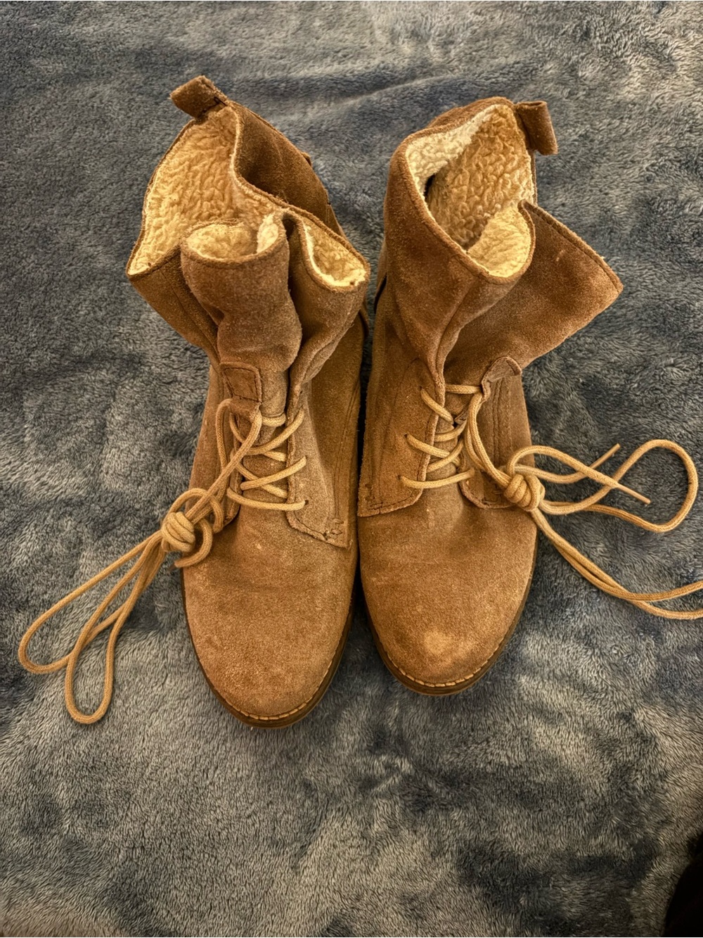 Steve Madden Suede Lace-Up Shearling Lined Ankle Boots - Brown